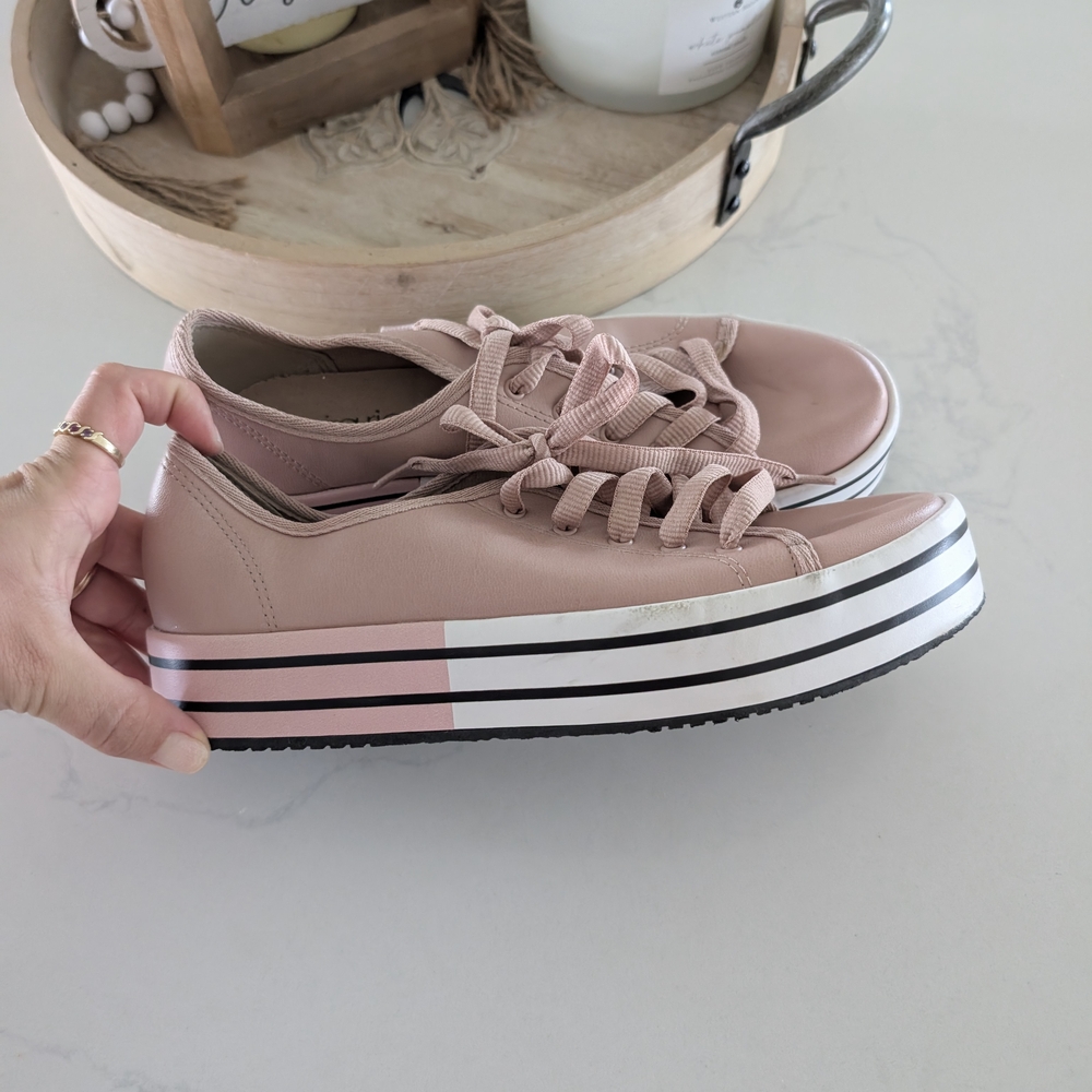 Beira Rio Pink Satin Double Platform Shoes Size 9 - Picture 4 of 9
